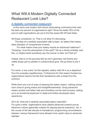 what will a modern digitally connected restaurant