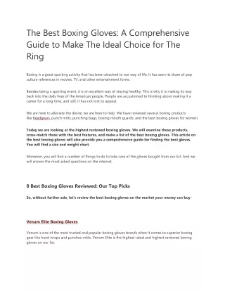 the best boxing gloves a comprehensive guide
