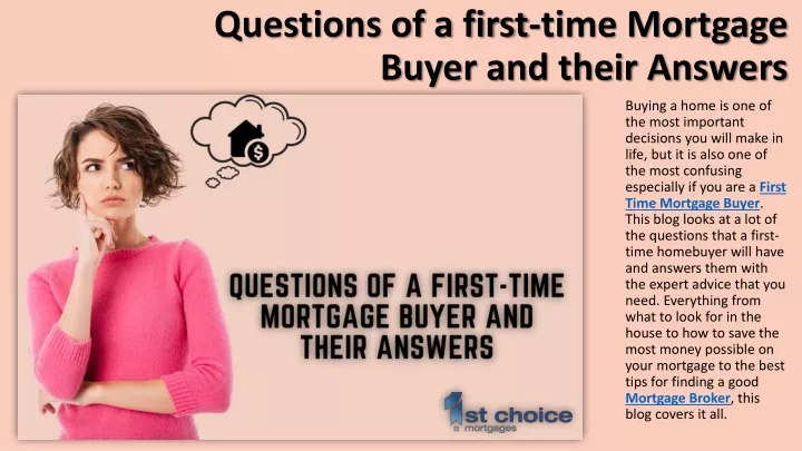 questions of a first time mortgage buyer and their answers