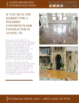 IF YOU’RE IN THE MARKET FOR A POLISHED CONCRETE FLOOR CONTRACTOR IN AUSTIN, TX - AUSTIN DECORATIVE CONCRETE SOLUTIONS