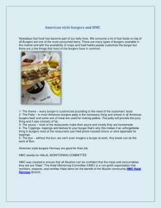 american style burgers and hmc