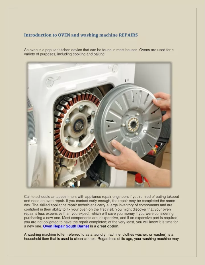 introduction to oven and washing machine repairs
