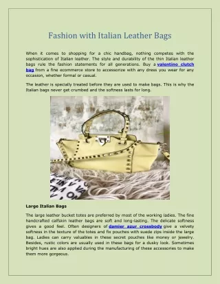 Fashion with Italian Leather Bags