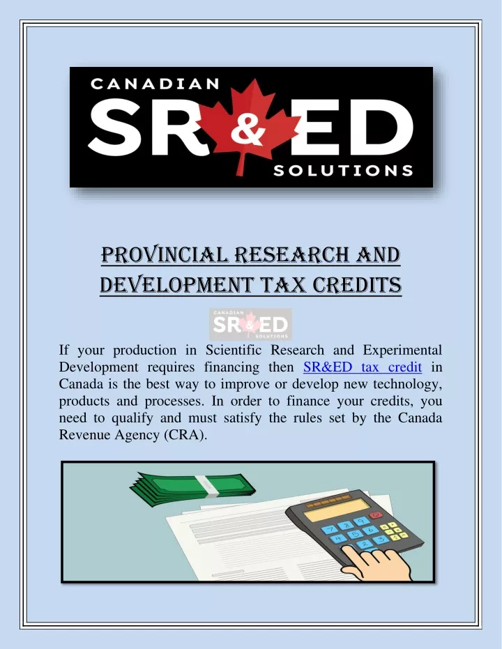 provincial research and development tax credits