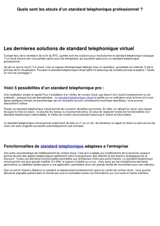 Quels sont les possibilites d’un standard telephonique professionnel ?