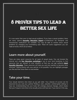 8 Proven Tips to Lead a Better Sex Life | The MamaSutra