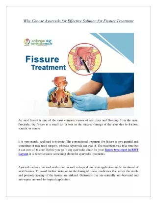 Why Choose Ayurveda for Effective Solution for Fissure Treatment