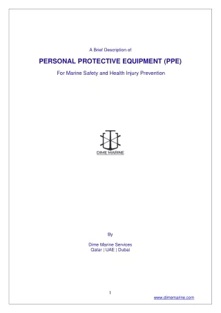 Personal Protective Equipment  For Marine Safety and Health Injury Prevention