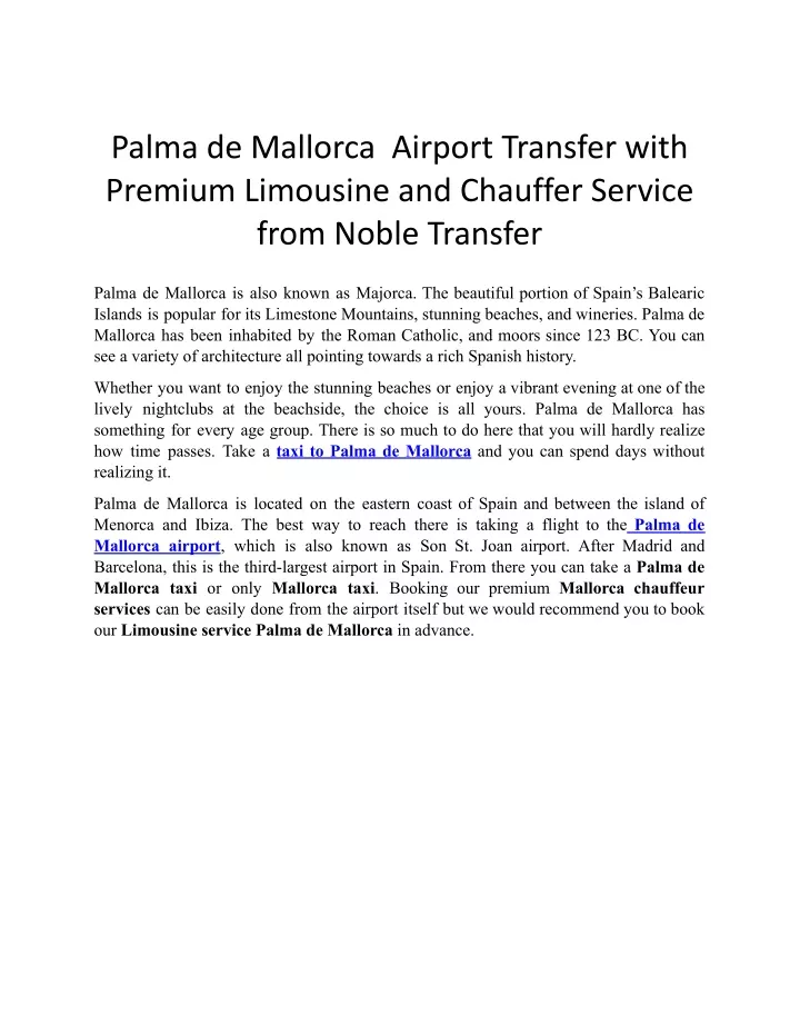 palma de mallorca airport transfer with premium