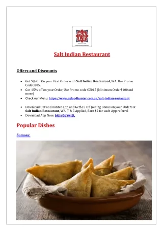 salt indian restaurant Menu Rivervale, WA - 5% off