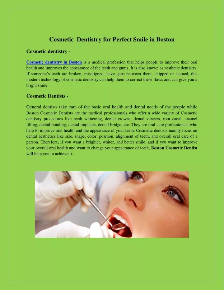 cosmetic dentistry for perfect smile in boston