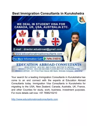 Best Immigration Consultants in Kurukshetra - Education Abroad Consultants