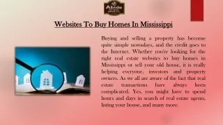 Websites To Buy Homes In Mississippi - Abide Real Estate