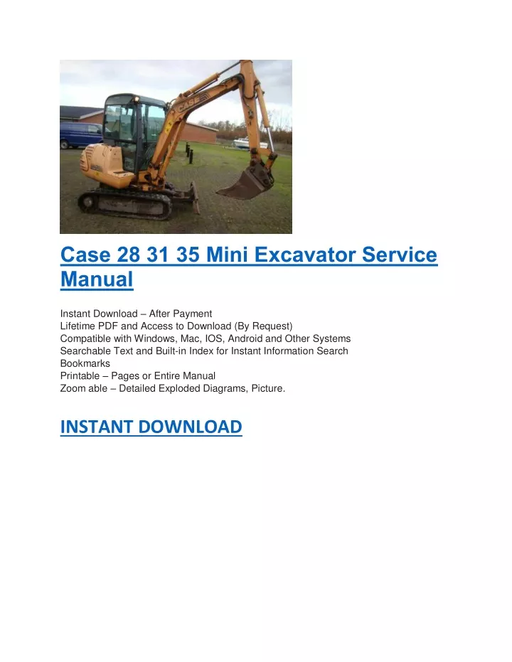 case 28 31 35 mini excavator service manual