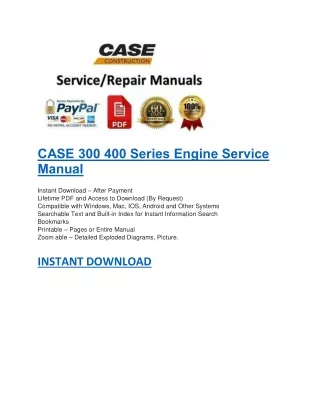 case 300 400 series engine service manual instant