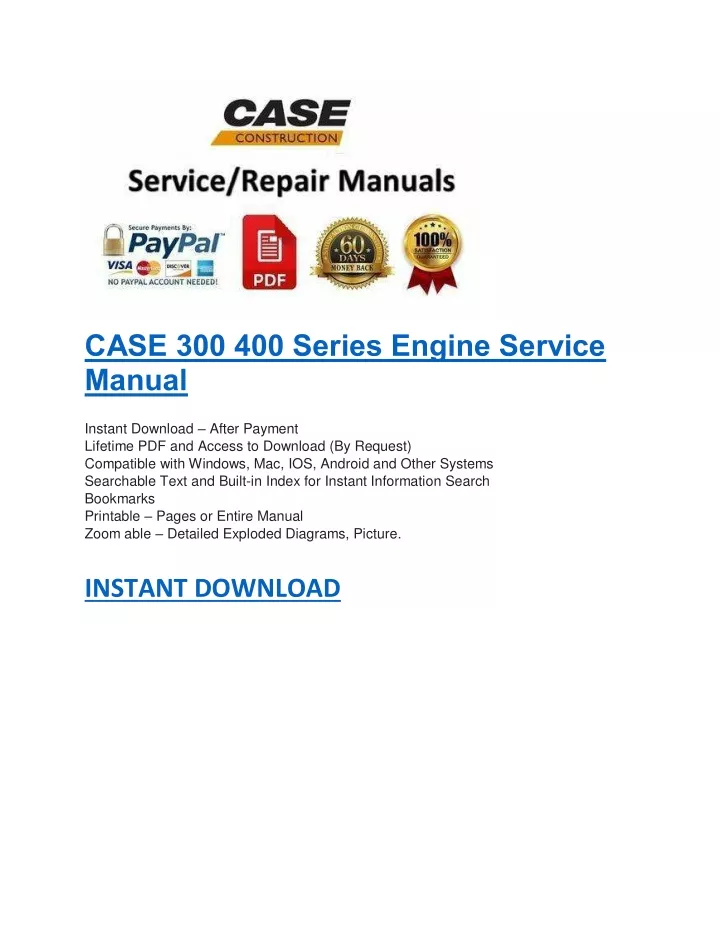 case 300 400 series engine service manual instant