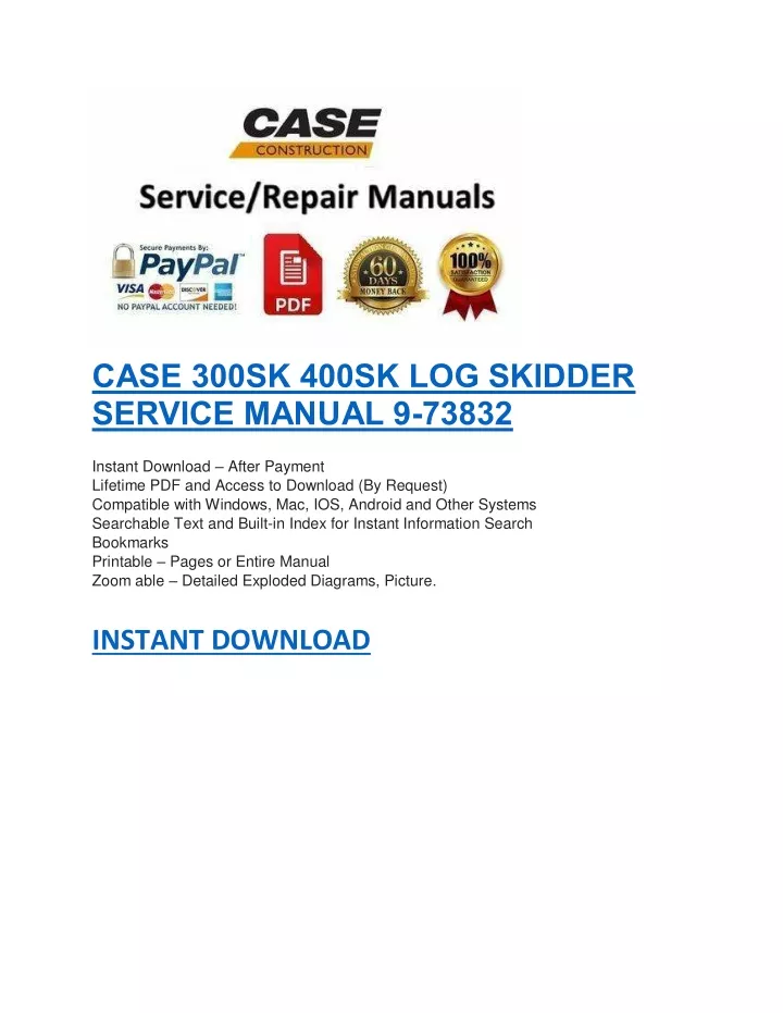 case 300sk 400sk log skidder service manual