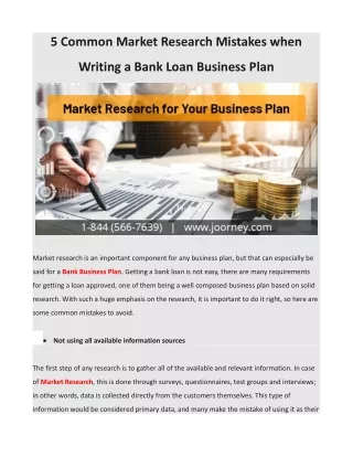 5 Common Market Research Mistakes when Writing a Bank Loan Business Plan