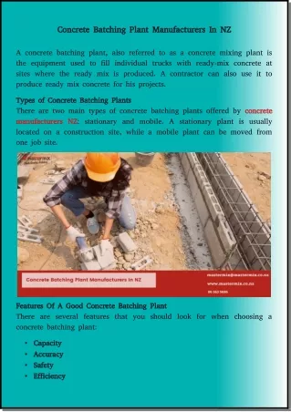 top concrete batching plant manufacturers in nz