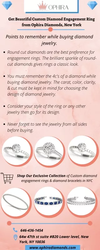 Get Beautiful Custom Diamond Engagement Ring from Ophira Diamonds, New York