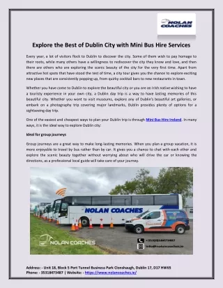 Explore the Best of Dublin City with Mini Bus Hire Services