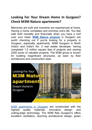 M3M natura Looking for your dream home in Gurgaon Check M3M Natura apartments.docx - Google Docs