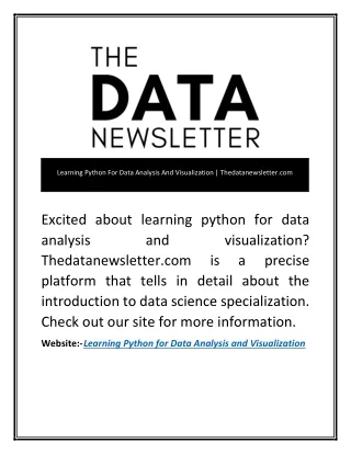 Learning Python For Data Analysis And Visualization | Thedatanewsletter.com