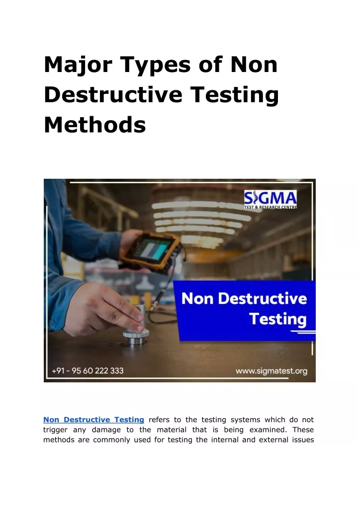 major types of non destructive testing methods