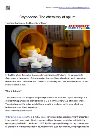 Oxycodone- The chemistry of opium