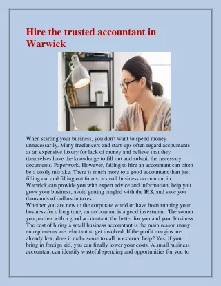 hire the trusted accountant in warwick