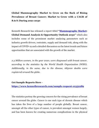 global mammography market to grow on the back