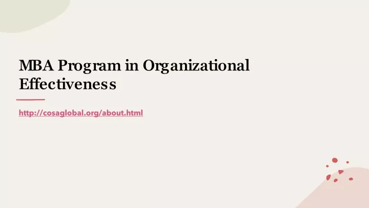 mba program in organizational effectiveness