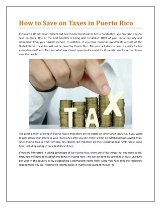 how to save on taxes in puerto rico