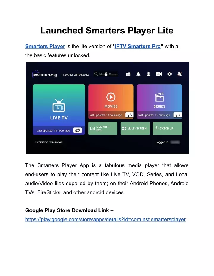 launched smarters player lite