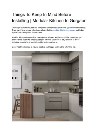 things to keep in mind before installing modular