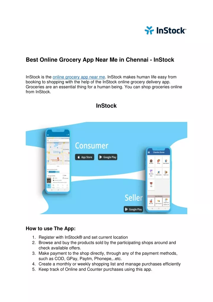 best online grocery app near me in chennai instock