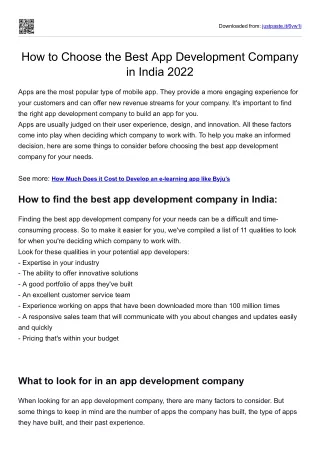 How to Choose the Best App Development Company in India 2022