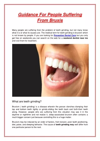 guidance for people suffering from bruxis