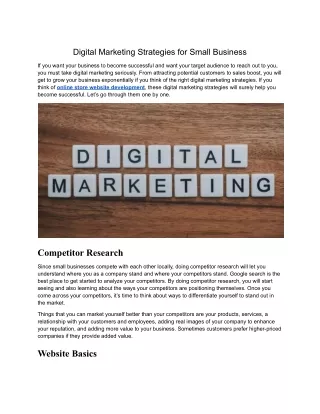 Digital Marketing Strategies for Small Business