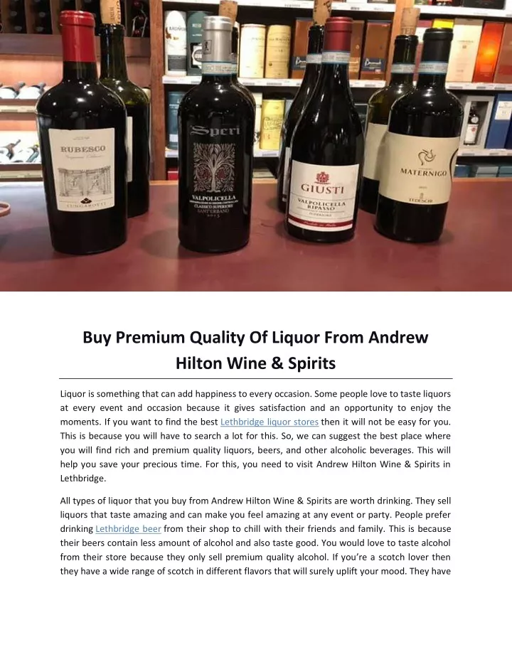 buy premium quality of liquor from andrew hilton