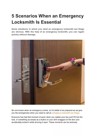 5 Scenarios When an Emergency Locksmith Is Essential