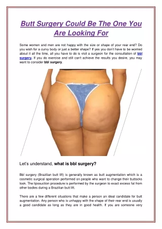 butt surgery could be the one you are looking for
