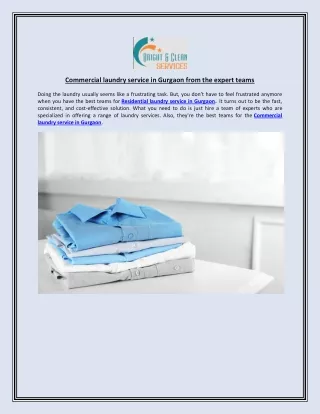 Commercial laundry service in Gurgaon from the expert teams