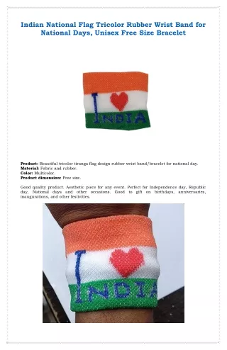 Unisex Free Size Indian National Flag Bracelet