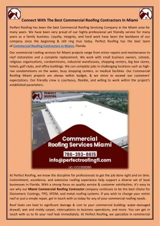 Connect With The Best Commercial Roofing Contractors In Miami