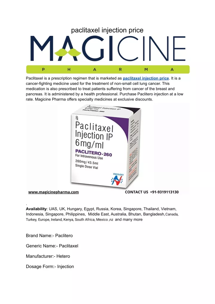 paclitaxel injection price