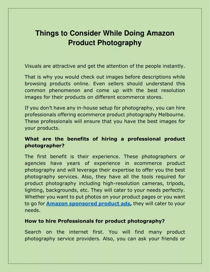 things to consider while doing amazon product