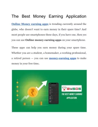 The Best Money Earning Application