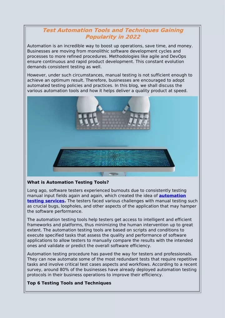 test automation tools and techniques gaining