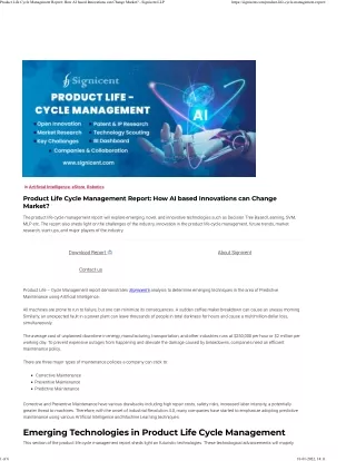 product life cycle management report how ai based
